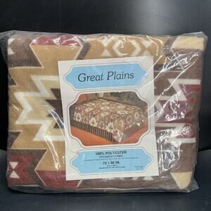 Vintage Chatham Great Plains Blanket, 72” X 90” Aztec Southwest Style Fiberwoven